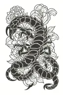 Scorpion with Peony tattoo design idea