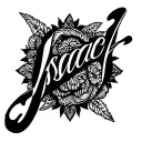 Isaac's name in cursive font tattoo design idea