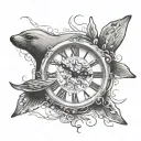 seal nature clock hands tattoo design idea