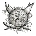 seal nature clock hands tattoo design idea