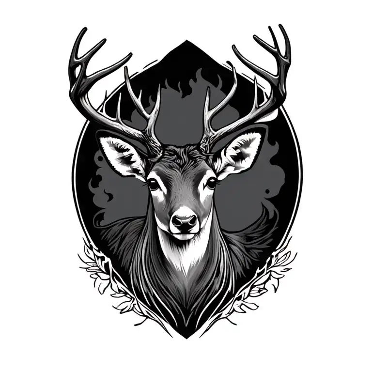 deer head tattoo design idea