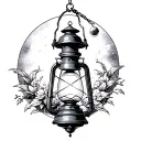 vintage lantern lighting the universe tattoo design idea