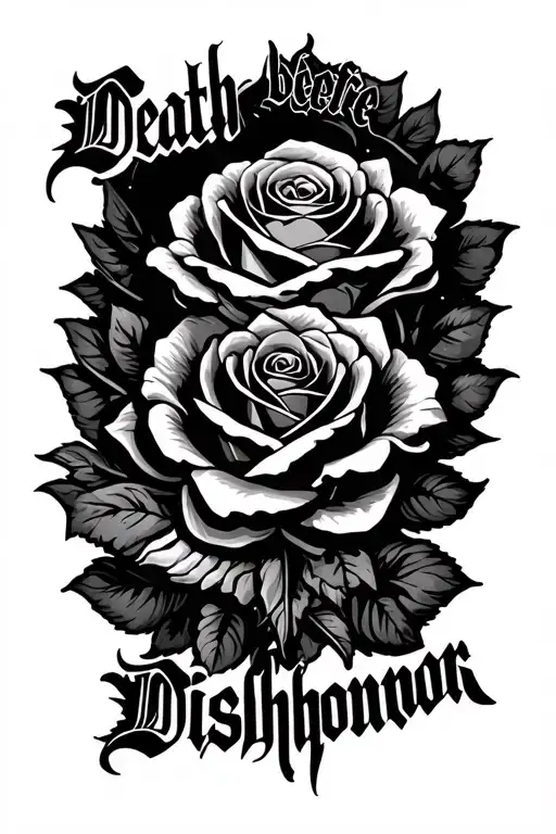 "Death before Dishonor" death before dishonor rose intertwined tattoo design idea