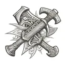 weapons with axe medium sized tattoo tattoo design idea