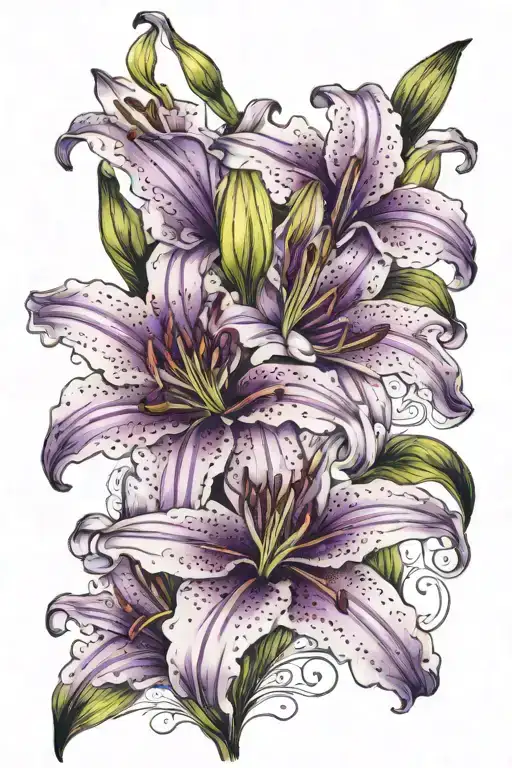 lily flower purple flowers tattoo design idea