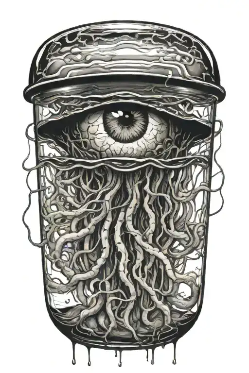 jelly fish morphing into an eyeball  tattoo design idea