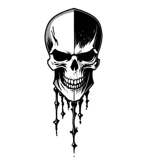 skull with fallout the game theme tattoo design idea