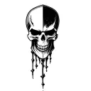 skull with fallout the game theme tattoo design idea