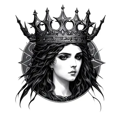 hekate hecate goddess triple moon crown tattoo design idea