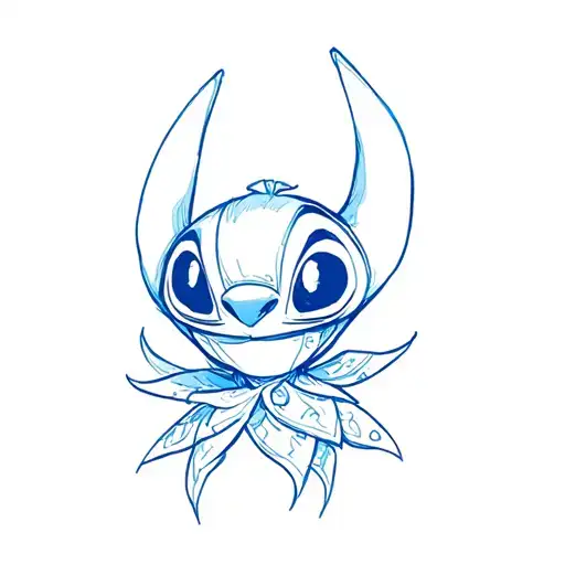 blue stitch tattoo design idea