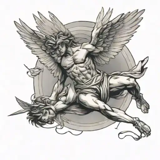 Man falling Icarus tattoo design idea