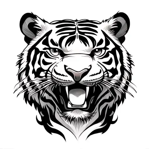 Hello, can you draw me a Thai tattoo: the suea koo (twin tiger) tattoo design idea