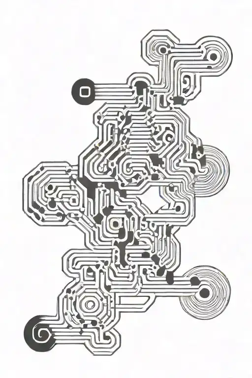 asemic cyber sigilism tattoo design idea