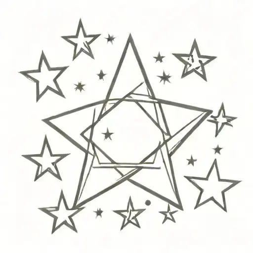 5 point stars and money tattoo design idea