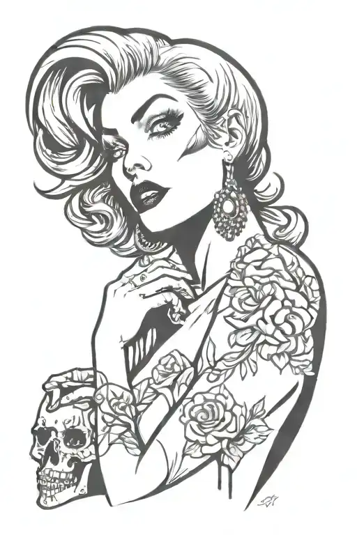 spooky pinup girl with tattoos tattoo design idea