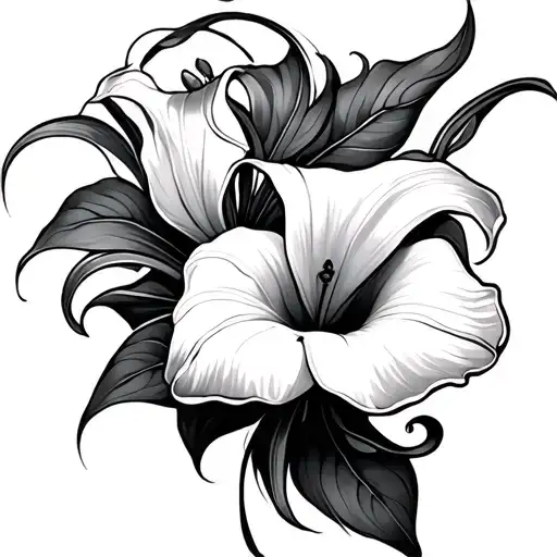 swirls and calla lily  tattoo design idea