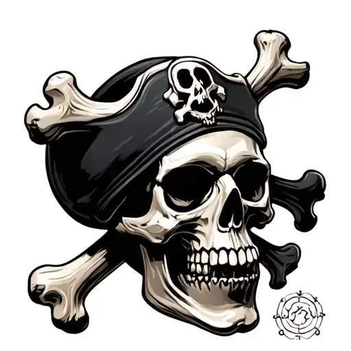 A pirate skull cross bones realistic tattoo design idea