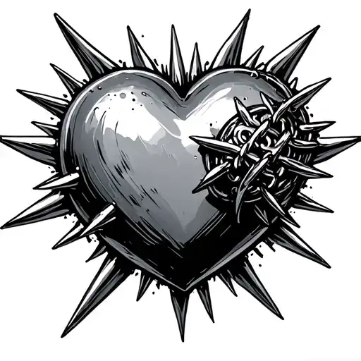 heart flail spiked ball on chain tattoo design idea