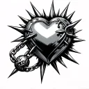 heart flail spiked ball on chain tattoo design idea