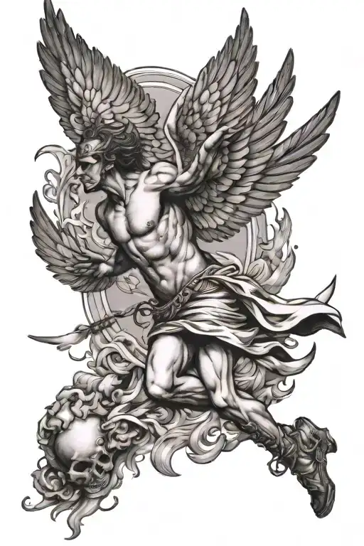icarus falling tattoo design idea