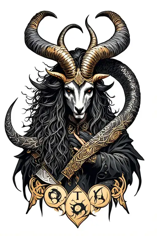 arcangel uriel with capricorn zodiac sign tattoo design idea