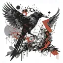 RAVEN FIGHTING MANTIS tattoo design idea