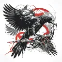 RAVEN FIGHTING MANTIS tattoo design idea