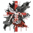 Gangsta cross with angel tattoo design idea