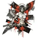 Gangsta cross with angel tattoo design idea