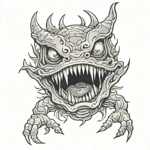 cryptid horror tattoo design idea