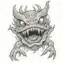 cryptid horror tattoo design idea