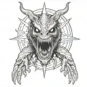 cryptid horror tattoo design idea