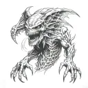 cryptid horror tattoo design idea