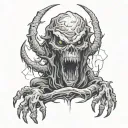 cryptid horror tattoo design idea