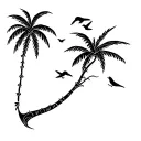 a palm tree with birds tattoo design idea