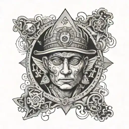 A gambler with a third eye symbolizing spiritual enlightenment tattoo design idea
