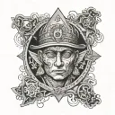 A gambler with a third eye symbolizing spiritual enlightenment tattoo design idea