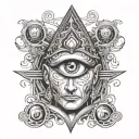 A gambler with a third eye symbolizing spiritual enlightenment tattoo design idea