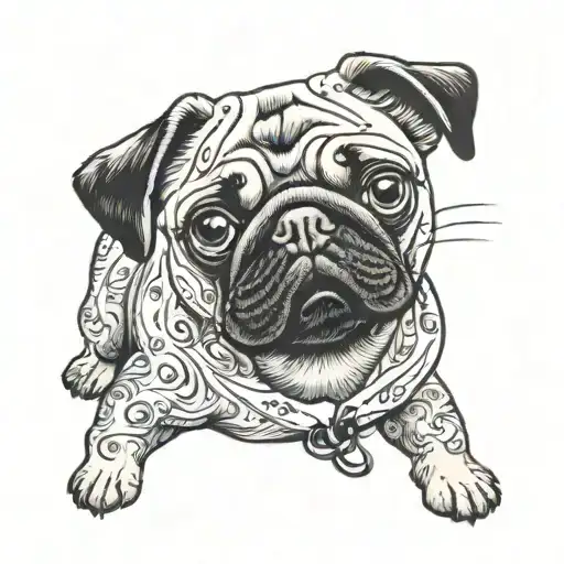 pug dog named bubble tattoo design idea