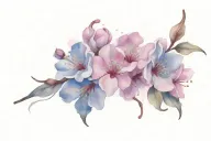 cherry blossom with breast cancer ribbon intertwined tattoo design idea