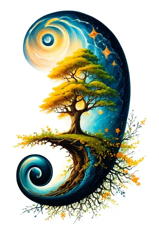 a semicolon and a tree of life tattoo design idea