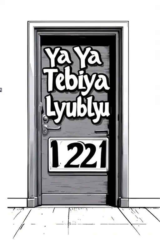 "Ya Tebya Lyublyu" hotel room door with number 1221 written tattoo design idea