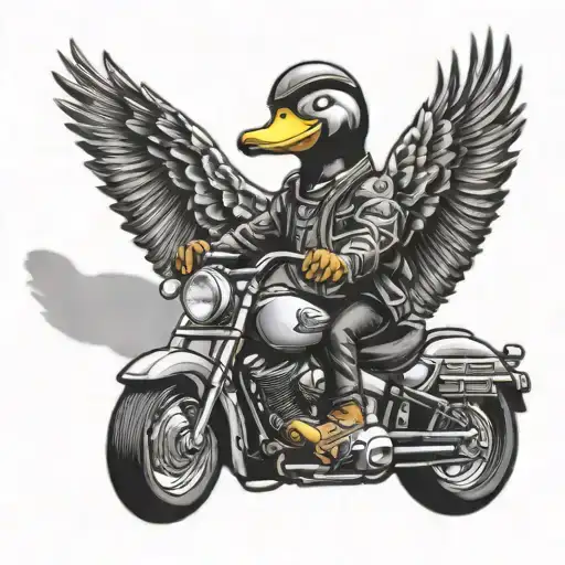 duck riding harley davidson motorcycle tattoo design idea