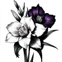 Gladiolus, daffodil, violet tattoo design idea