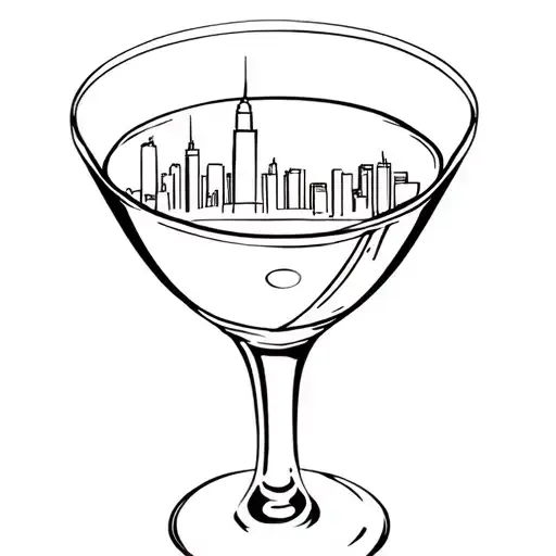 nyc skyline inside a martini glass tattoo design idea