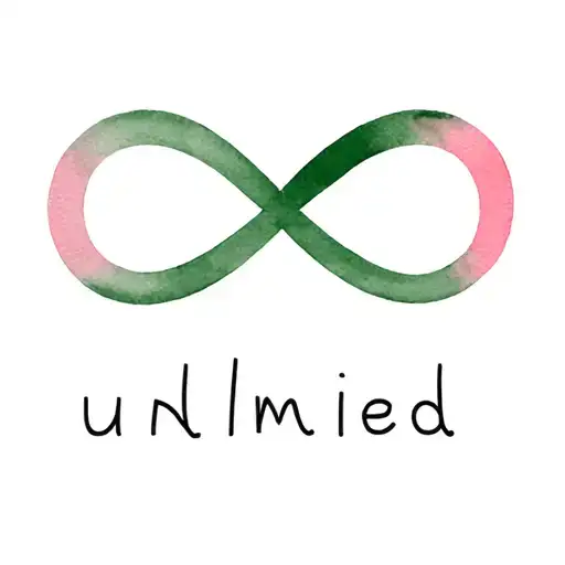 A soft, faded infinity symbolColors: muted green blending into soft pink, watercolor-styleThe word “unlimited” written tattoo design idea