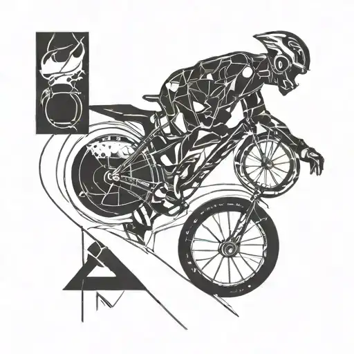 Incorporate symbols of strength and endurance from triathlon into a minimalist design tattoo design idea