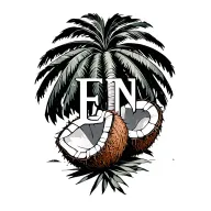 Coconut tree with letter tattoo design idea
