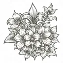 fleur de lis and magnolia flower & branch tattoo design idea