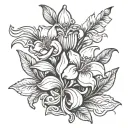 fleur de lis and magnolia flower & branch tattoo design idea
